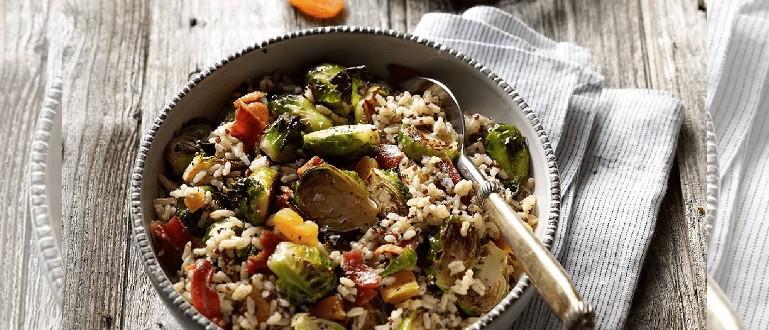 ROASTED BRUSSELS SPROUTS WITH WHOLE GRAINS AND FRUIT